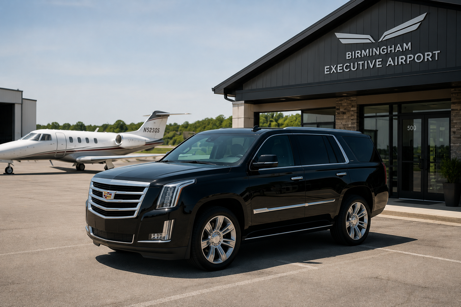 Luxury SUV car service outside Oakland County International Airport PTK terminal